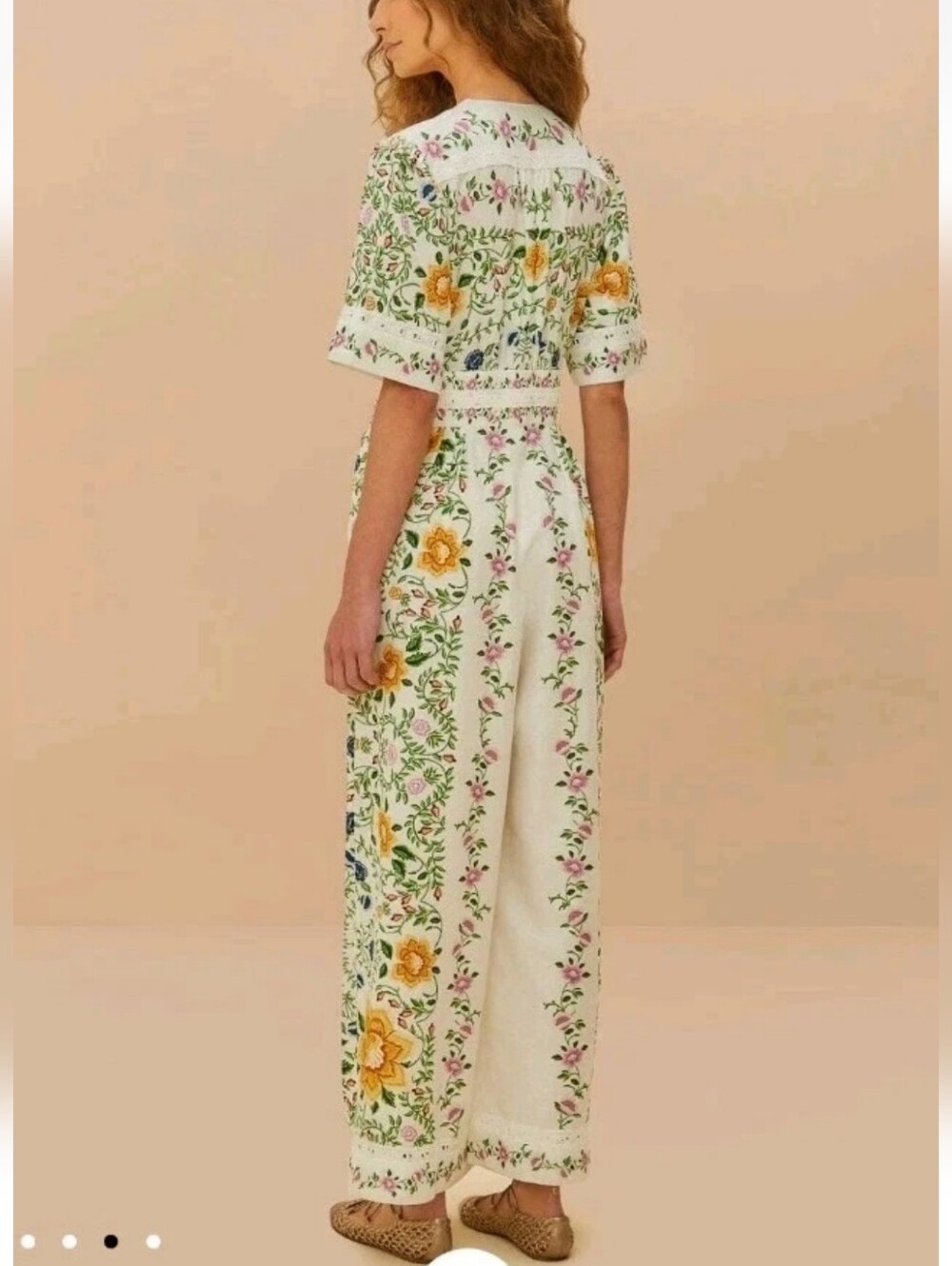 Farm Rio Off White Folk Floral Jumpsuit - Picture 4 of 4